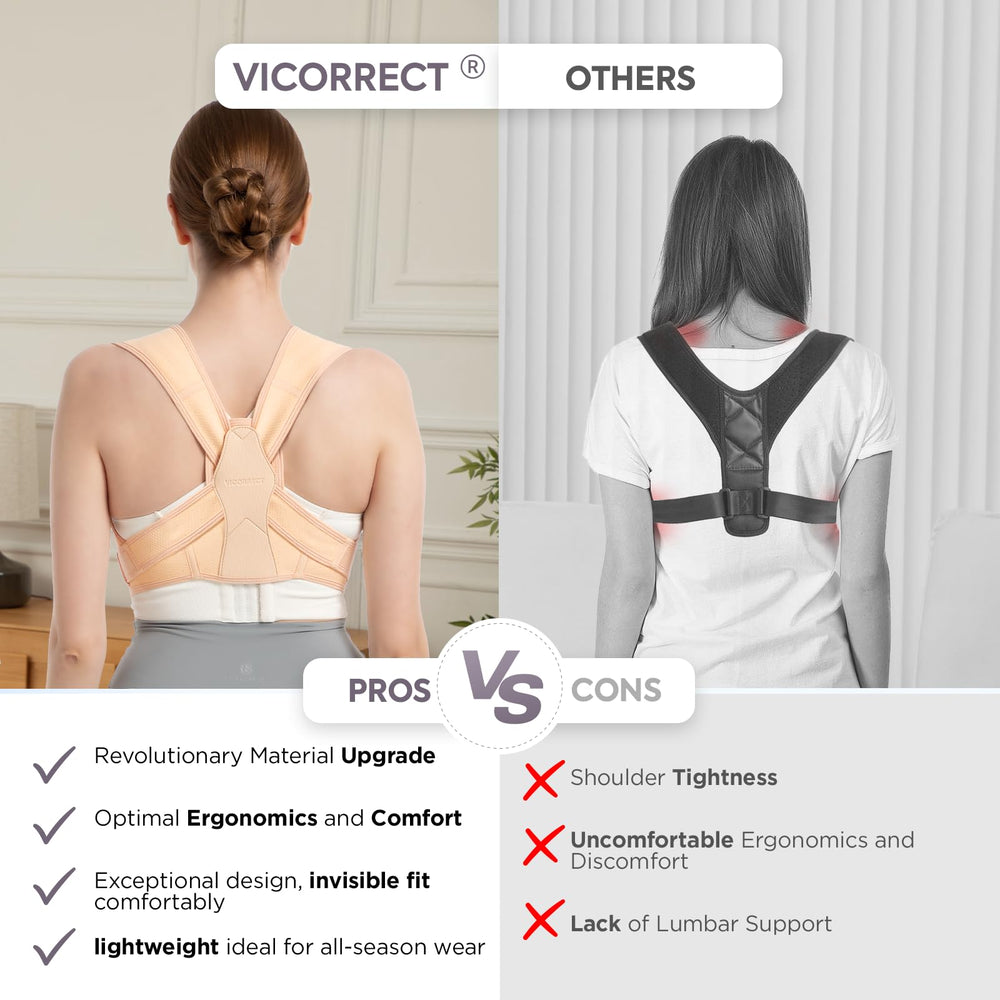 Vicorrect persona en oficina usando el corrector para mejor postura