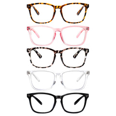 VIDEBLA vista frontal del pack de 5 gafas mostrando diseño uniforme y práctico