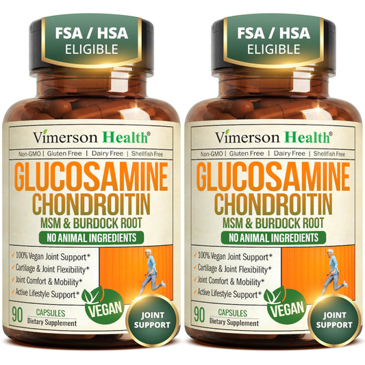 Vimerson Health envase frontal mostrando suplemento articular vegano y beneficios