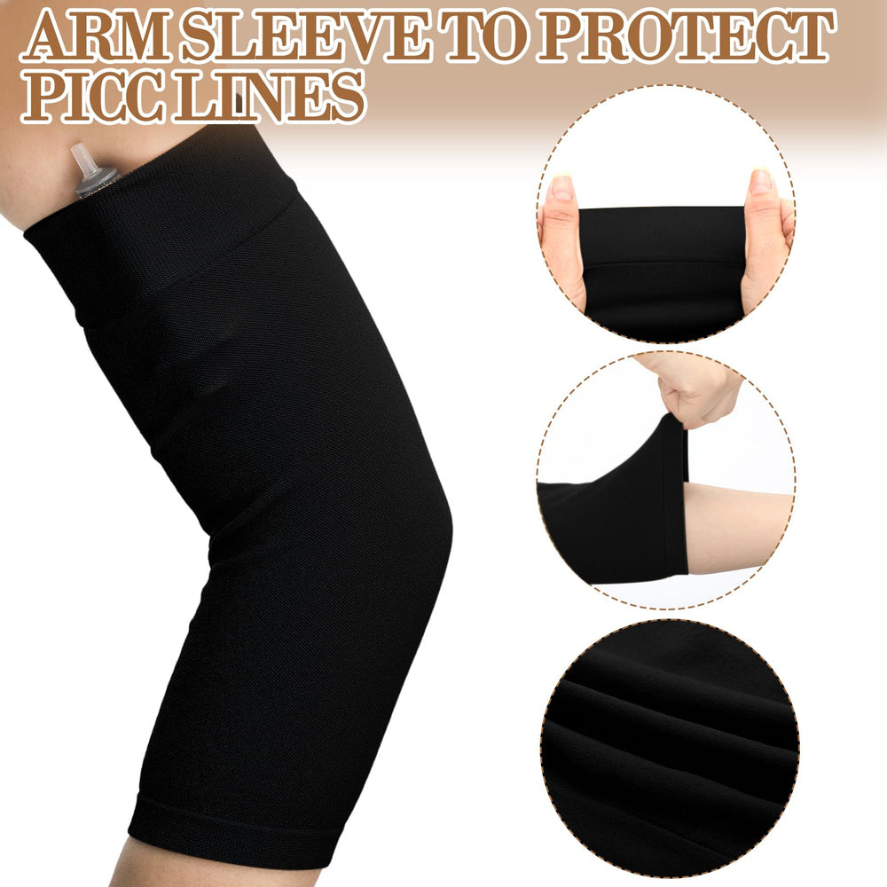 Vinsatin manga colocada en brazo protegiendo PICC, sujeción segura y cómoda