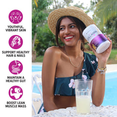 Mezcla fácil en agua con Vitauthority Multi Collagen sabor tropical.