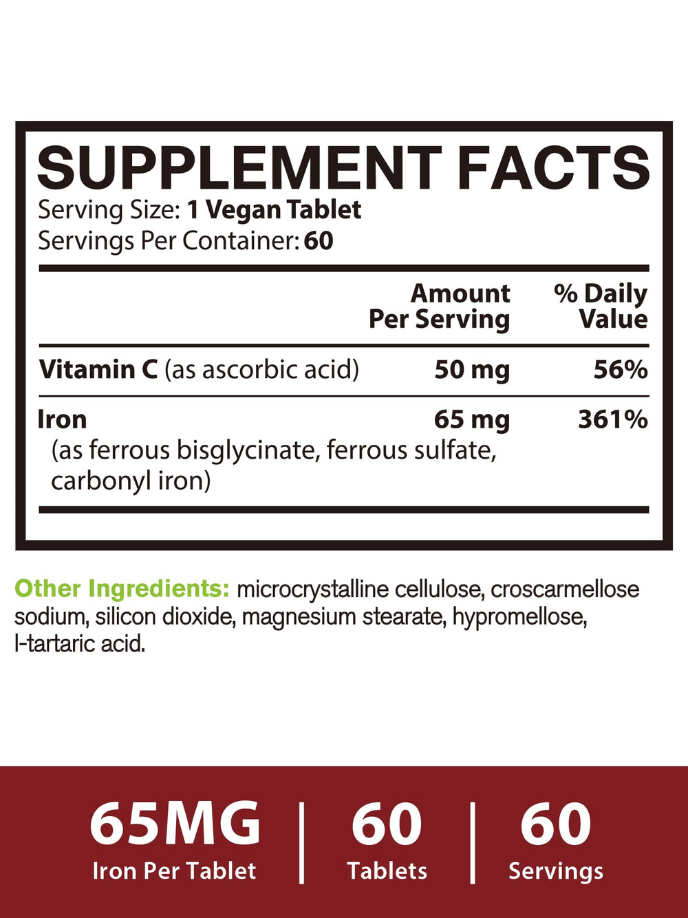 Vitacook Hierro carbonilo, tabletas, opción de hierro de acción rápida