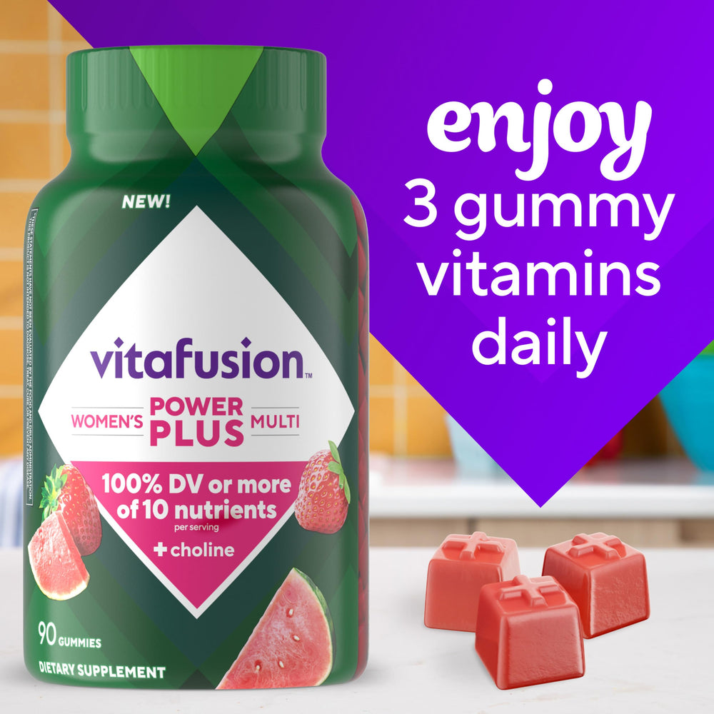 Vitafusion gomita junto a mano para comparar tamaño real