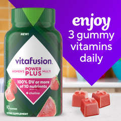 Vitafusion gomita junto a mano para comparar tamaño real