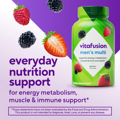 Vitafusion gomita en primer plano que muestra textura masticable y atractivo sabor natural