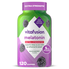 Vitafusion melatonin gummies jar shown for nightly sleep support
