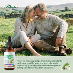 VitaHarbor ingredientes crudos (guanábana, musgo, semilla negra) para naturalidad