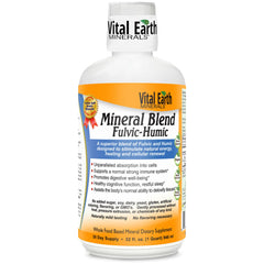 Vital Earth Minerals botella frontal mostrando etiqueta y volumen