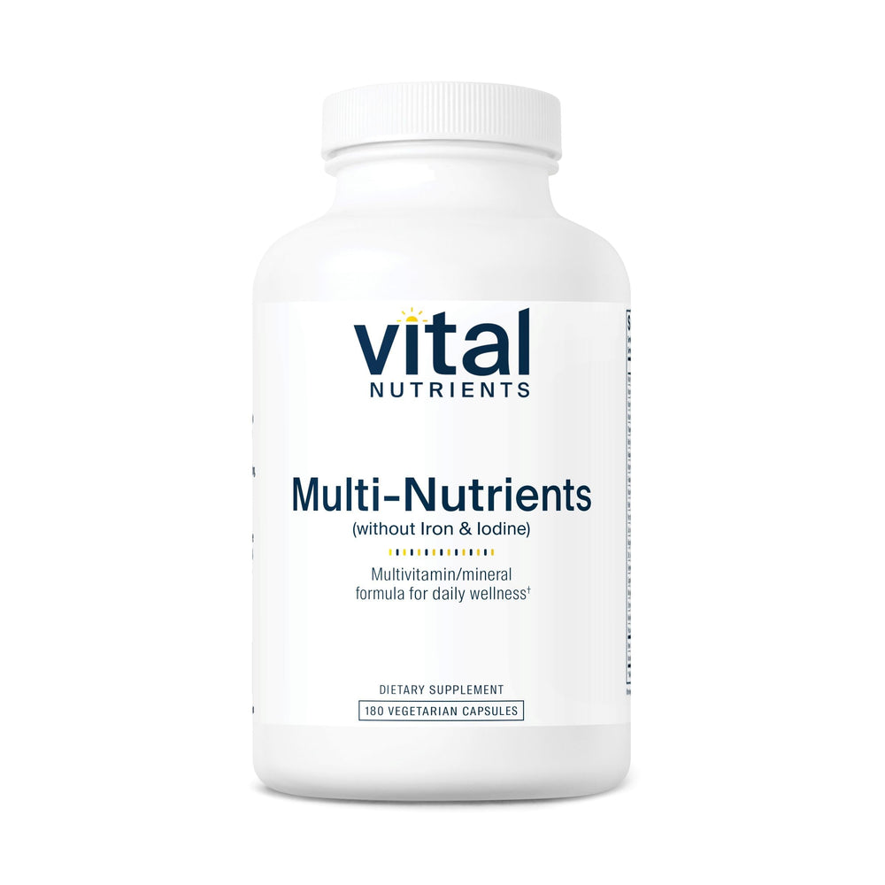Vital Nutrients frasco frontal que muestra 180 cápsulas y fórmula completa