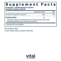 Vital Nutrients polvo textura cercana que destaca pureza