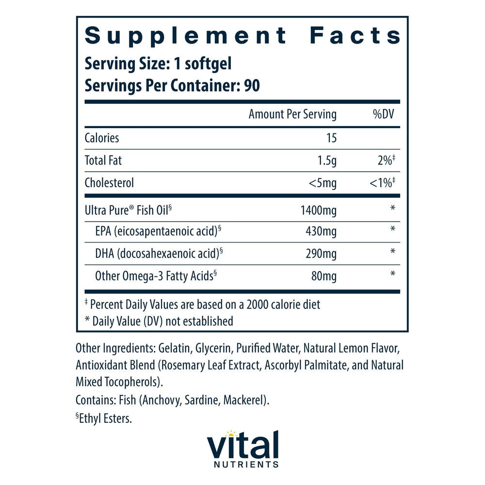 Closeup de softgel Vital Nutrients que muestra textura brillante y pureza