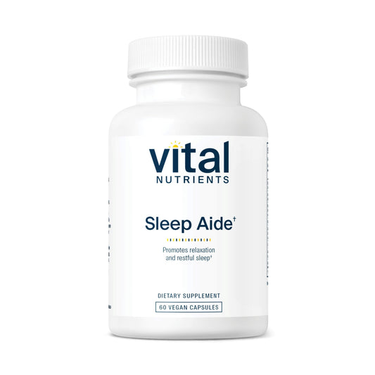 Vital Nutrients vegan sleep supplement bottle with lavender scent promoting relaxation.