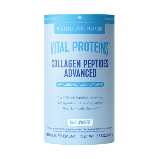 Vital Proteins envase frontal que muestra colágeno sin sabor y beneficios claros