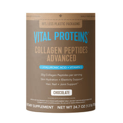Vital Proteins envase frontal chocolate mostrando diseño y beneficio práctico