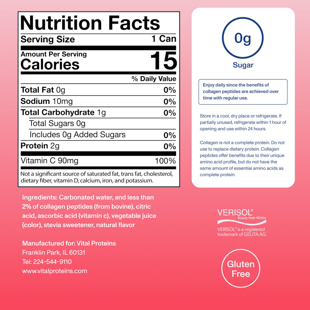 Vital Proteins lata en mano para comparar tamaño y transporte fácil