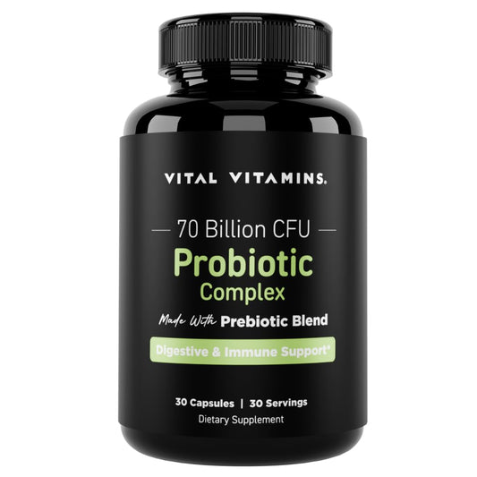 Probiótico Vital Vitamins en botella para apoyar la digestión diaria.