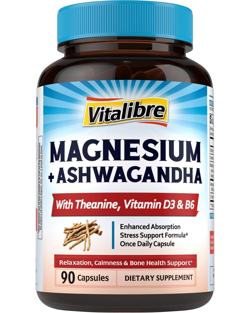 Vitalibre Magnesium con Ashwagandha y L-Theanine: cápsulas para relajación diaria