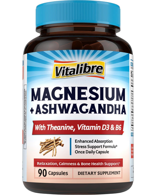 Vitalibre Magnesium con Ashwagandha y L-Theanine: cápsulas para relajación diaria