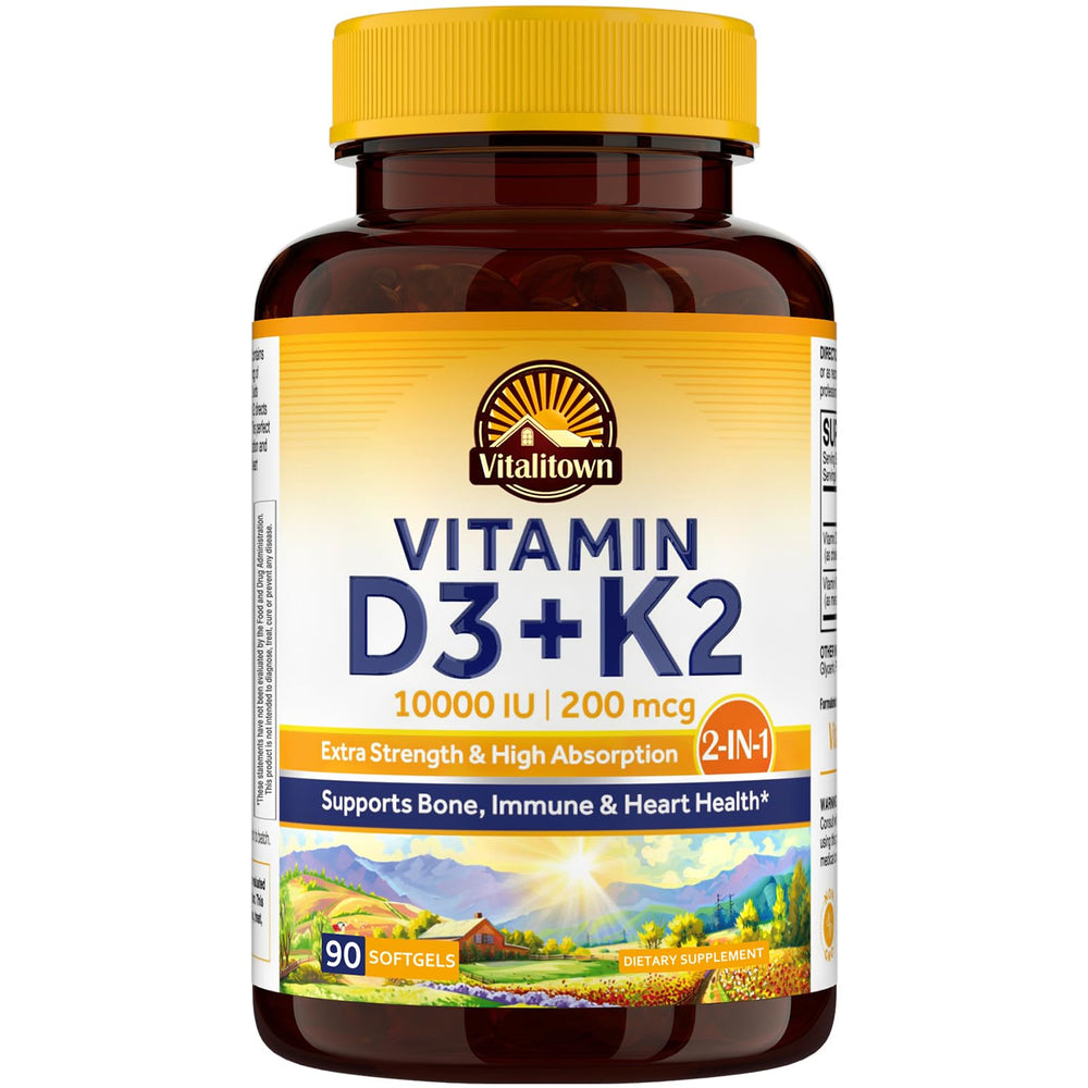 Vitalitown frente del envase mostrando 90 softgels y beneficios