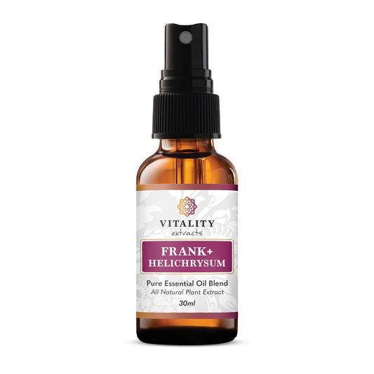 Vitality Frank+ Helichrysum: botella-aceite esencial 30 ml, aroma suave para el cuidado diario.