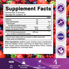 Gomitas coloridas Vitamatic 5-HTP, sabor a baya, uso diario posible.