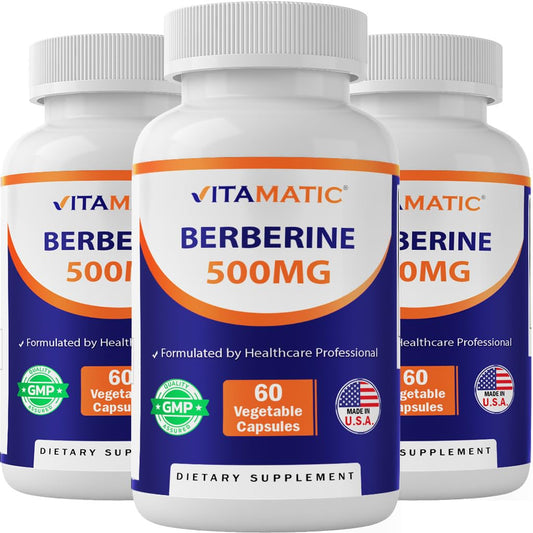 Vitamatic berberina cápsulas - bote frente, apoyo al metabolismo saludable
