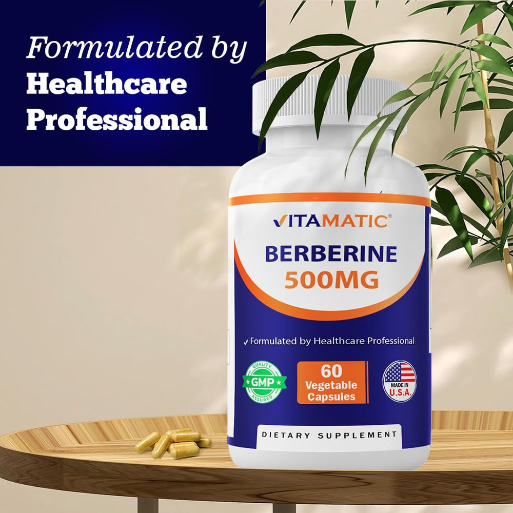 Packaging scene highlighting allergen-free formula for Vitamatic Berberine.