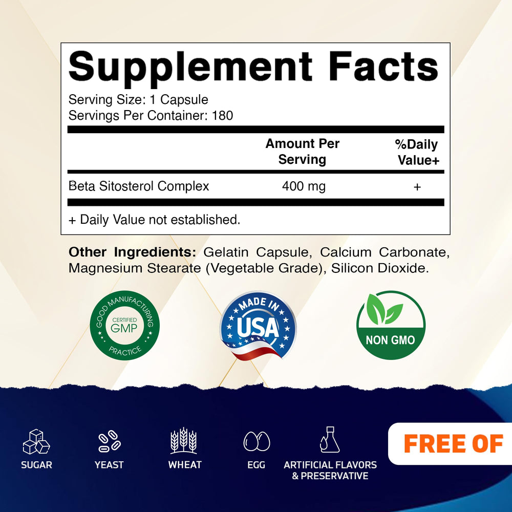 Etiqueta frontal de Vitamatic Beta Sitosterol para facilitar la rutina diaria