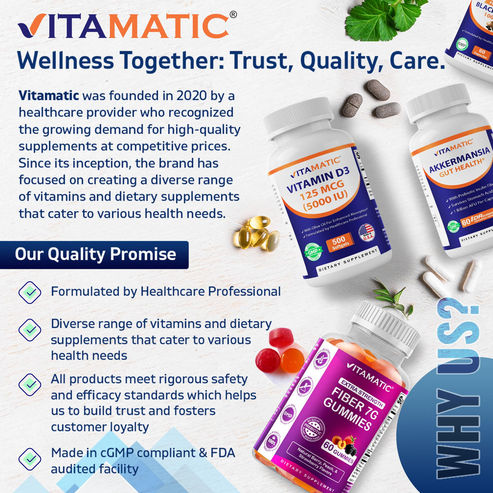 Vitamatic Boron Glycinate nutrition facts panel summary