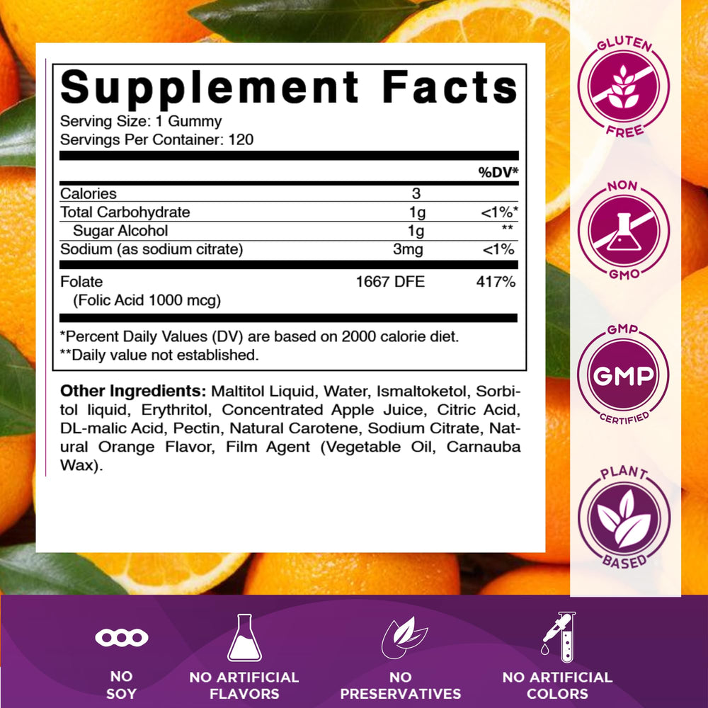 Vitamatic Folic Acid Gummies bottle top view shows handy daily supplement.