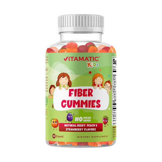 Vitamatic frasco frontal mostrando 60 gomitas y beneficios claros