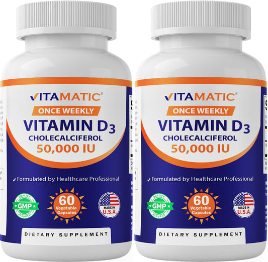 Vitamatic frente del empaque mostrando el producto y dosis semanal