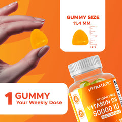 Vitamatic gomitas D3 textura en primer plano que muestra suavidad masticable