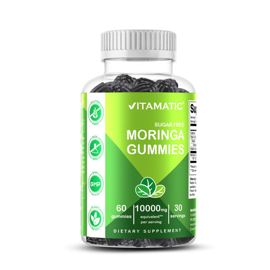 Gomitas Vitamatic Moringa sin azúcar en empaque, opción práctica para el día a día