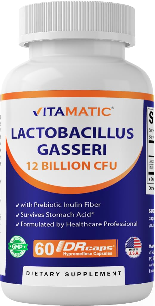 Vitamatic Lactobacillus Gasseri cápsula con liberación DRcaps para soporte digestivo diario.