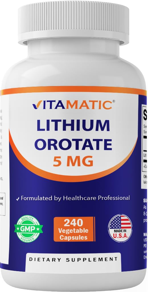 Vitamatic Lithium Ootate 5mg bottle for easy daily supplementation.