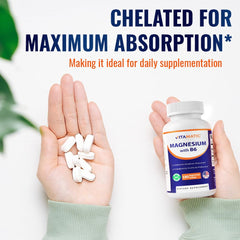 Vitamatic magnesium glycinate oxide label close-up showing ingredients.