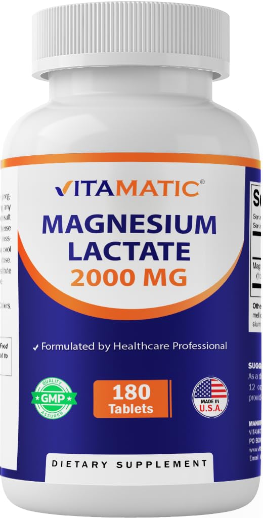 Vitamatic Magnesium Lactate 2000mg: botella para apoyo muscular.