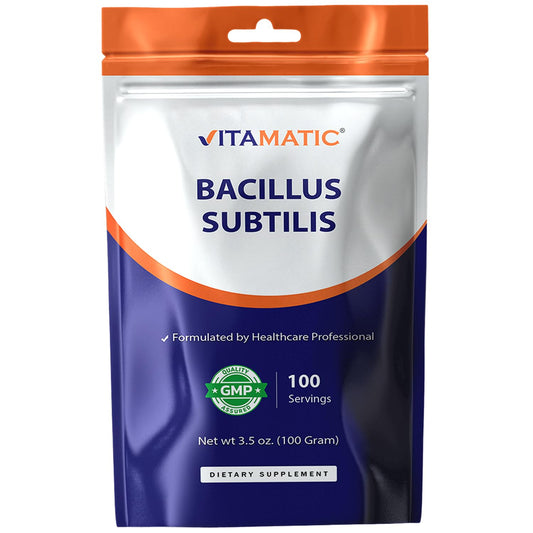 Vitamatic polvo probiótico puro Bacillus subtilis para apoyo digestivo diario.