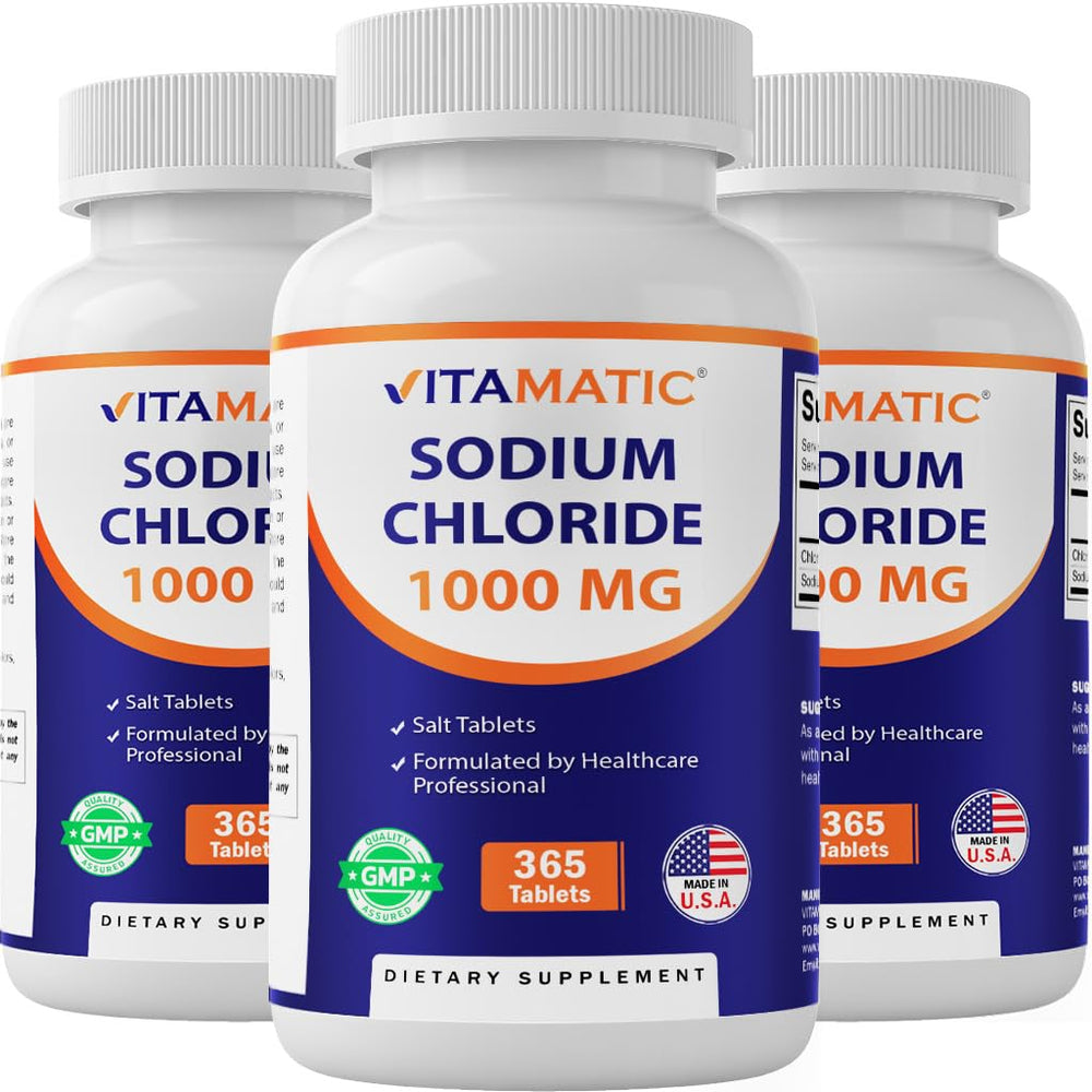Vitamatic Sodio Cloruro 1000 mg: tabletas para apoyar la hidratación diaria.