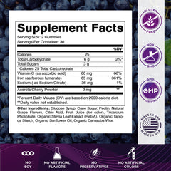 Vitamatic textura de gomita de cerca evidencia pectina y sabor agradable