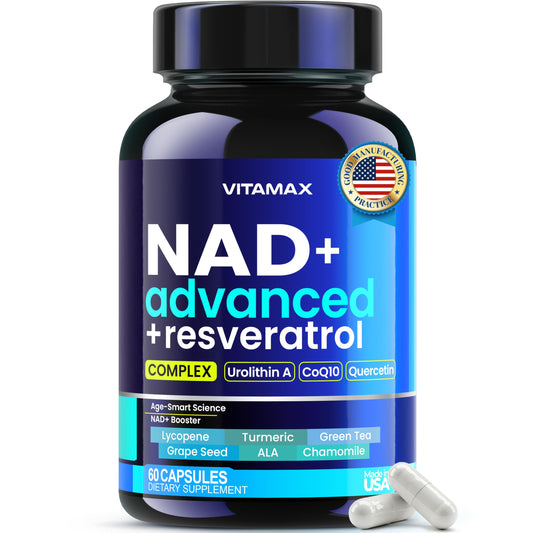Vitamax frente del empaque mostrando 60 cápsulas y beneficios clave