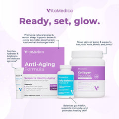 VitaMedica ingredientes sobre mesa ilustrando vitaminas y minerales clave