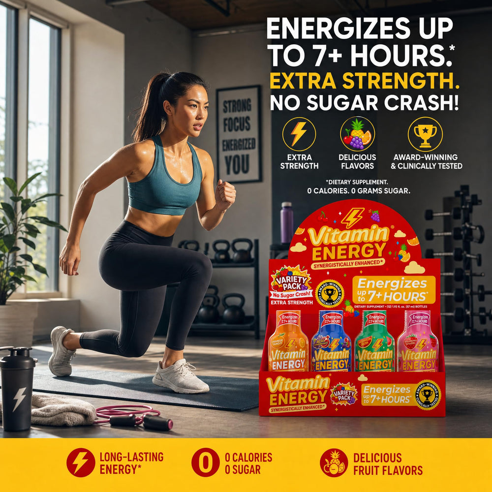 Vitamin Energy en uso escena de gimnasio mostrando energía portátil