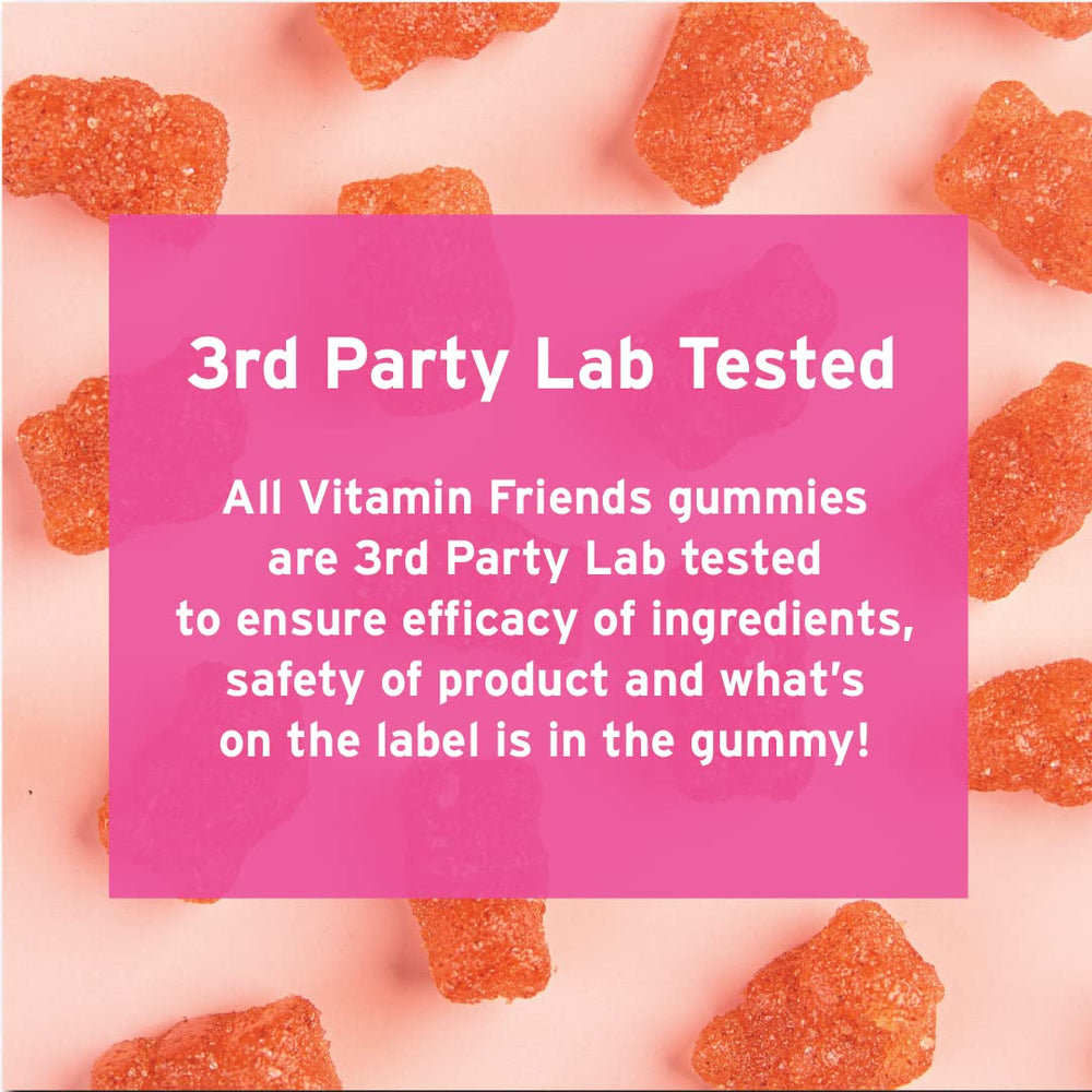 Niños y adulto tomando Vitamin Friends gominolas fomentando rutina saludable