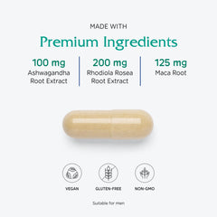 Product label close-up highlighting vegan ingredients and 180-count supply.