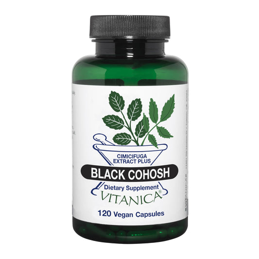 Vitanica Black Cohosh cápsulas frente del envase para uso diario
