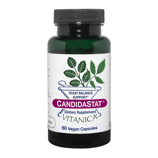 Vitanica Candidastat envase de cápsulas para equilibrio intestinal diario