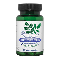 Vitanica Chaste Tree Berry bottle front for vegan hormone support