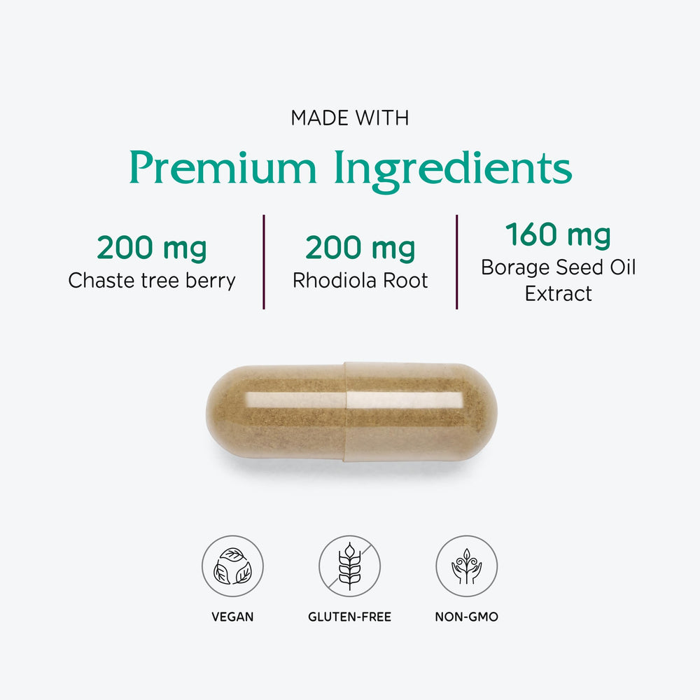Paquete de cápsulas de Vitanica FemRebalance en estuche compacto.